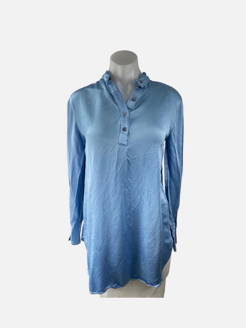 Zara Light Blue Long Sleeve silk Tunic